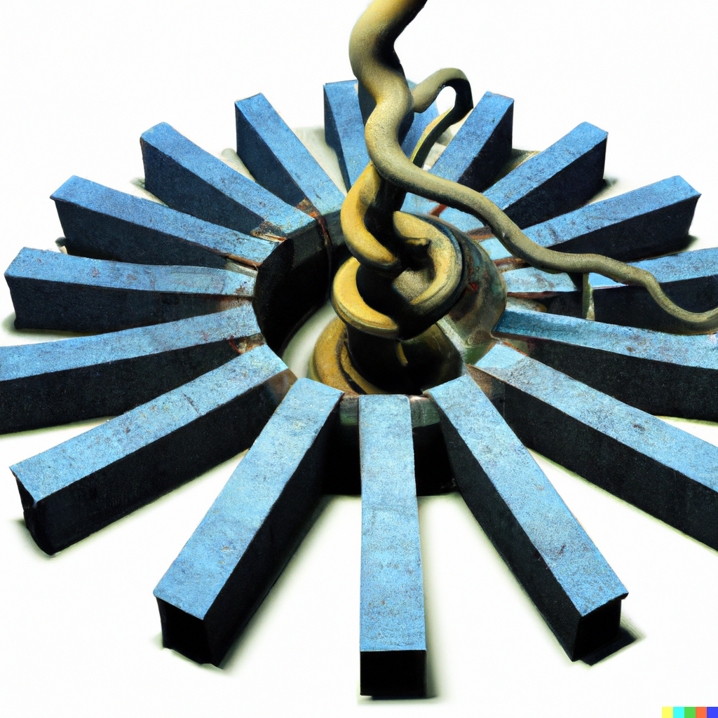 DALL·E 2 image for the prompt ‘A hierarchy of evidence with tendrils coming from the bottom reaching deep into the foundations’