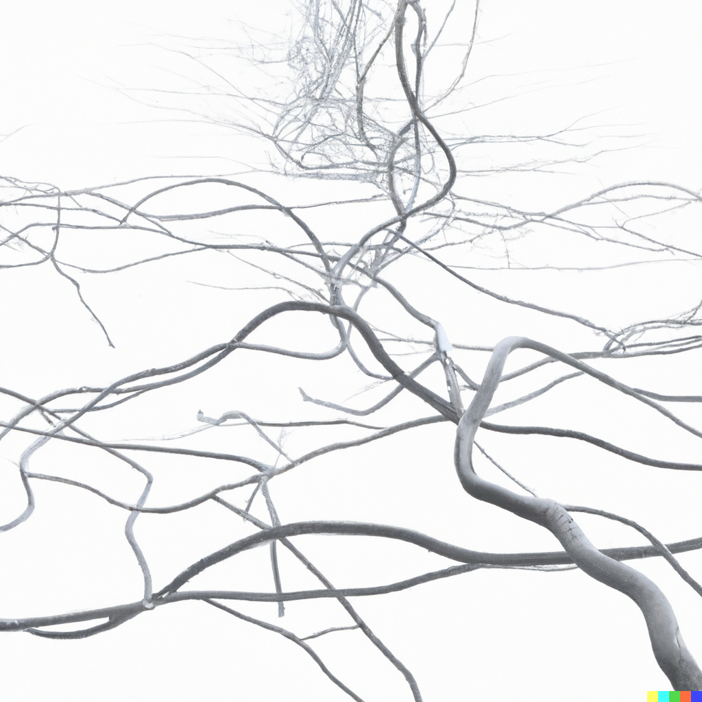 DALL·E 2 image for the prompt ‘A set of marionette strings which branch out at the bottom and grow into cracks in the ground’