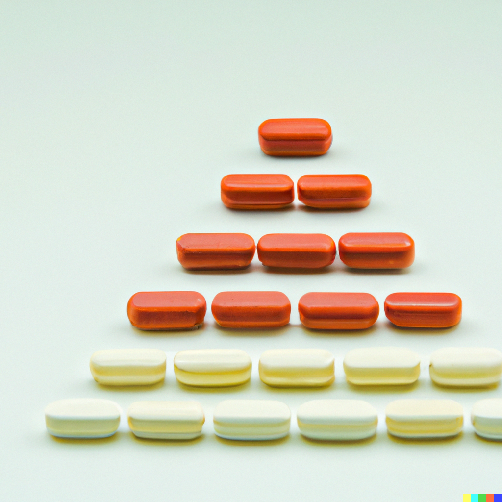 DALL·E 2 image for the prompt ‘A pyramid made of medicine’