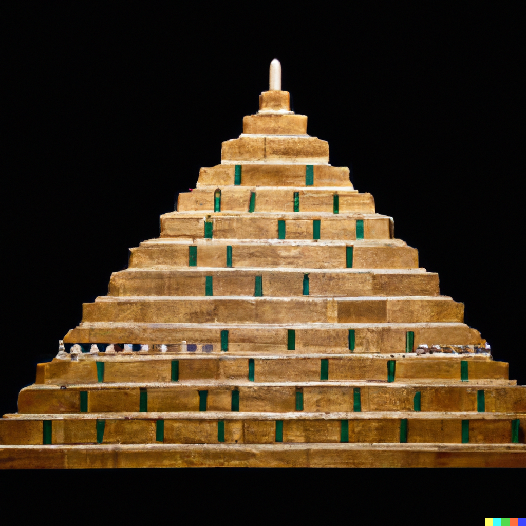 A second DALL·E 2 image for the prompt ‘A photorealistic Great Pyramid of Giza but made of medicine’